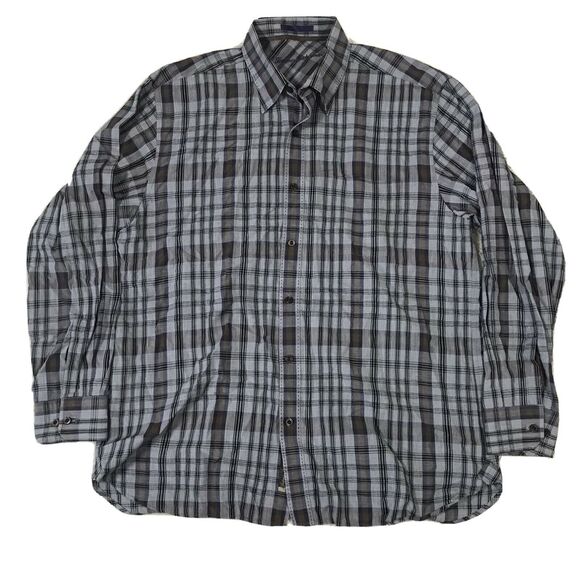Tommy Bahama Mens Large Button Up Grey Checkered Shirt Tencel Lyocel Guys - Picture 3 of 9